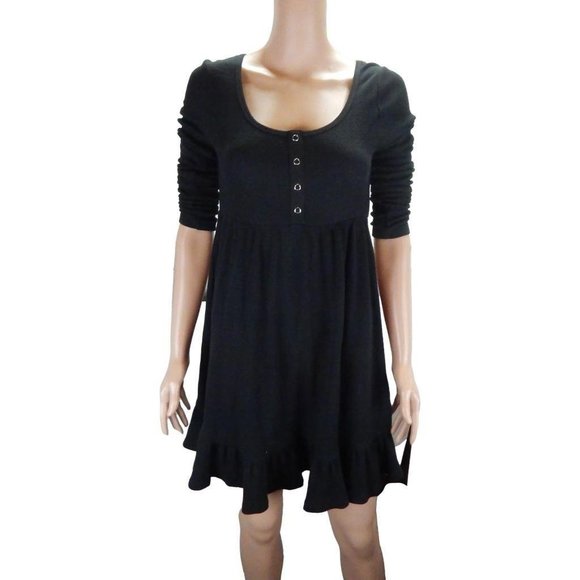 Wild Fable Long Sleeve Mini Fit and Flare Dress Women's Black Size S - Picture 9 of 10